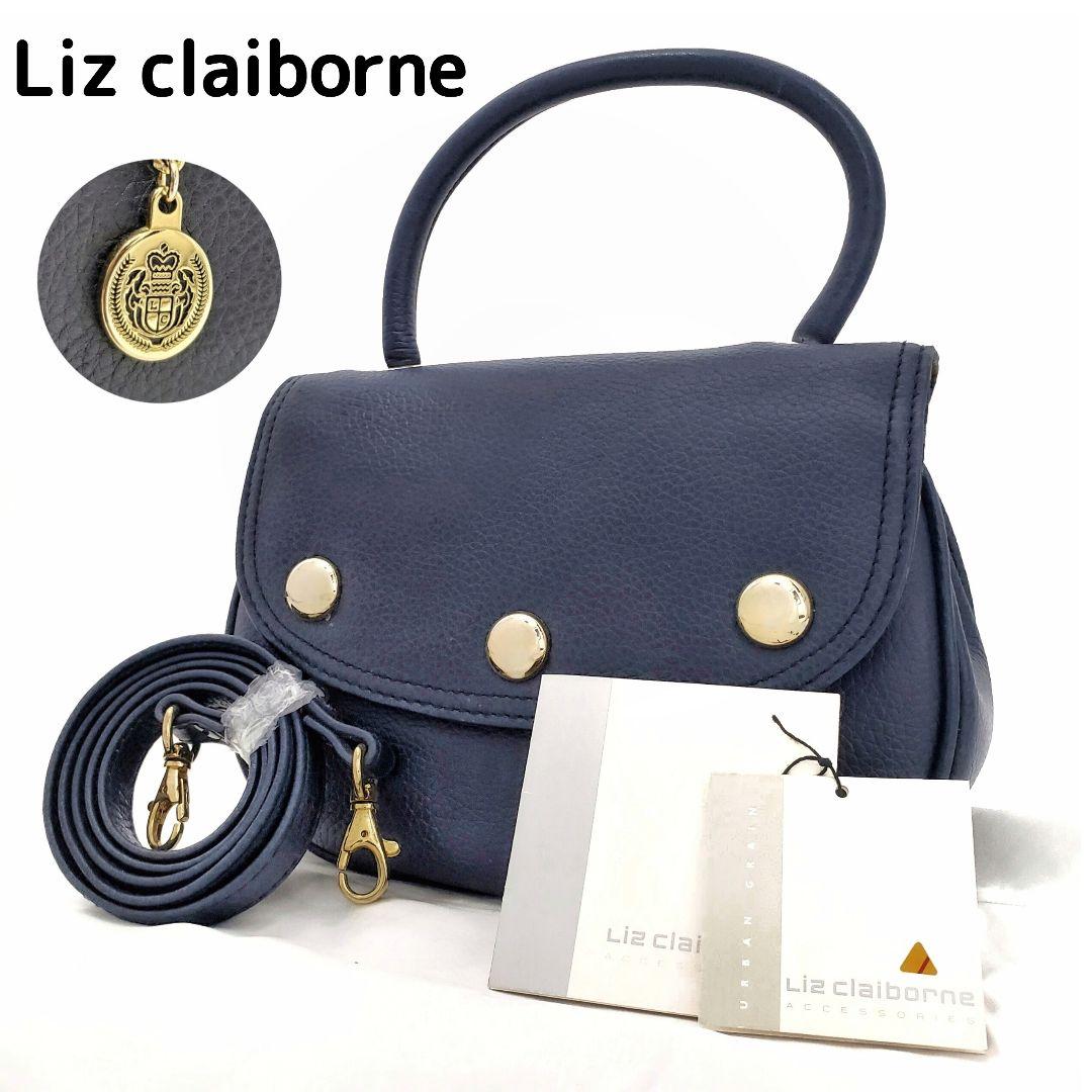 極美品✨リズクレイボーン 2wayショルダーバッグ シボ革 ゴールド金具 紺色