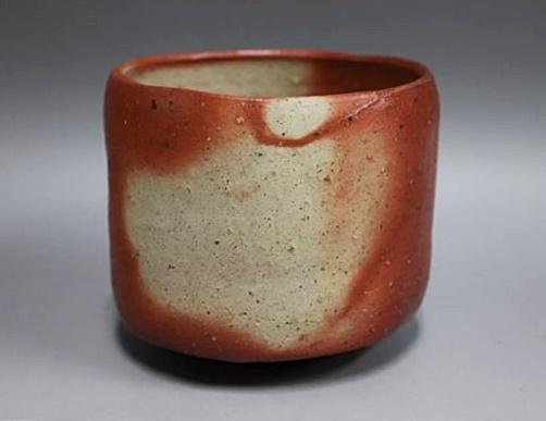 人間国宝　金重陶陽　緋襷茶碗　M330