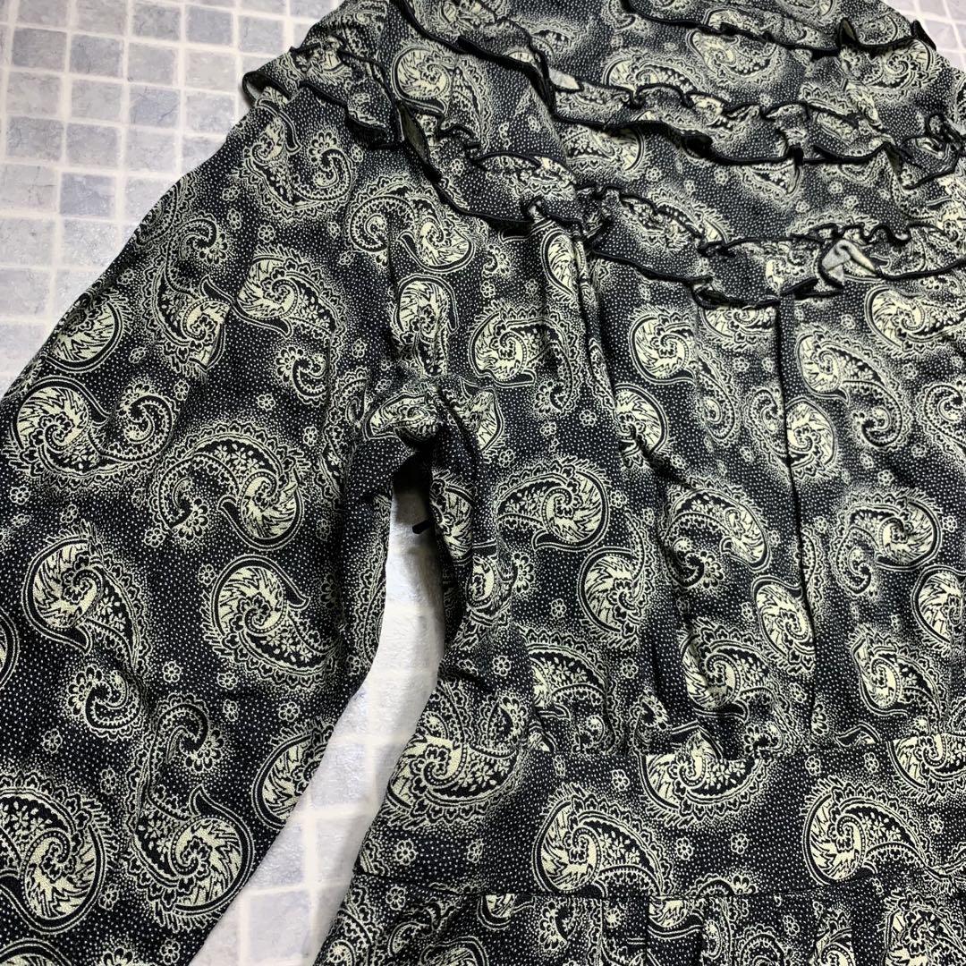 【新品】MAX&Co マックスアンドコー　ペイズリー柄長袖ワンピース　ブラック