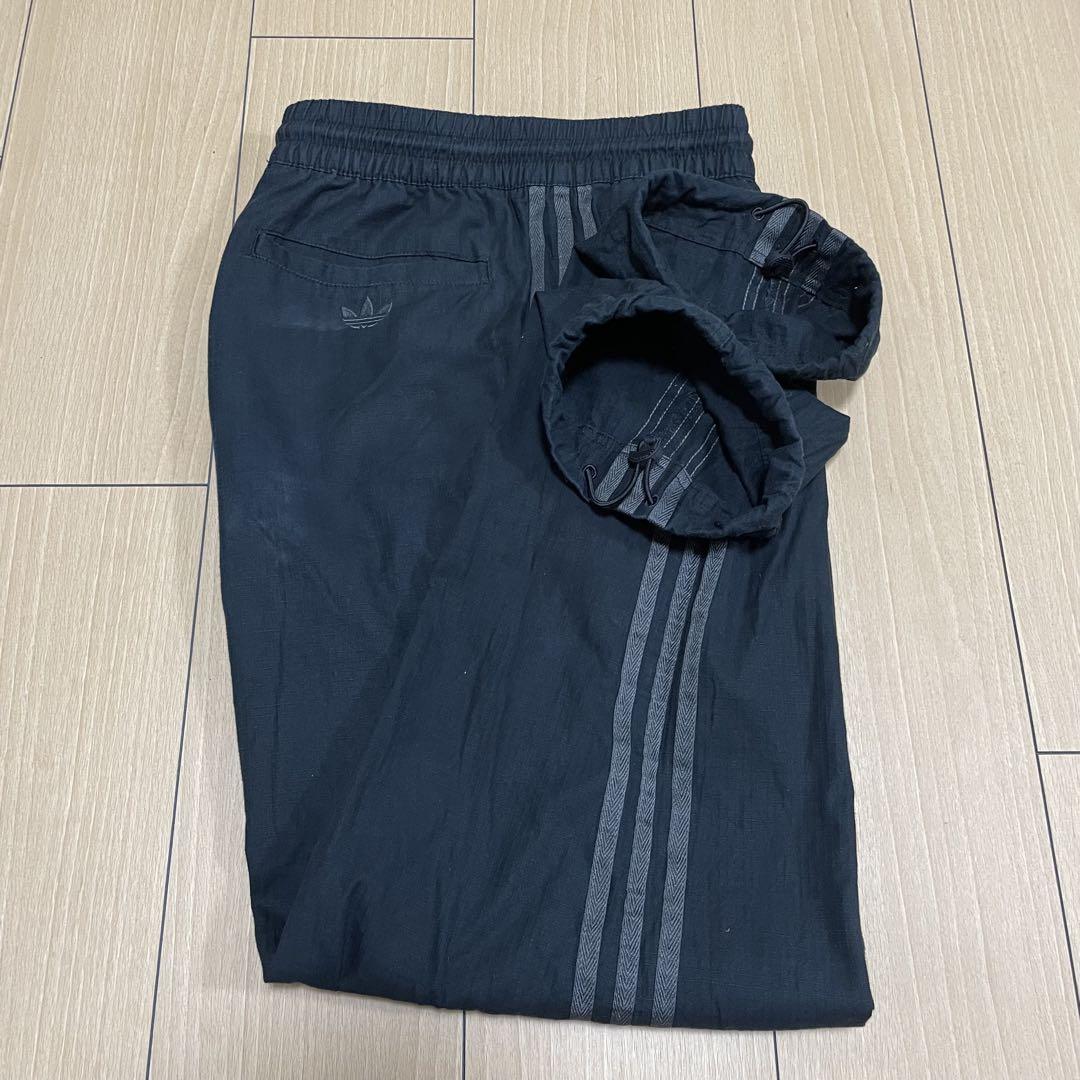 adidas ドローコード　ブラック トラックパンツ　cotton100%