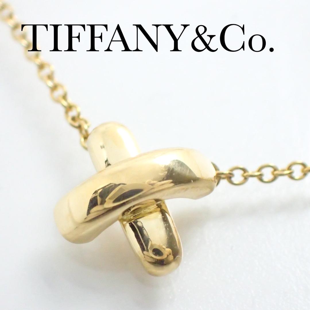 ティファニー TIFFANY K18YG クロスステッチ ネックレス ケース付き-