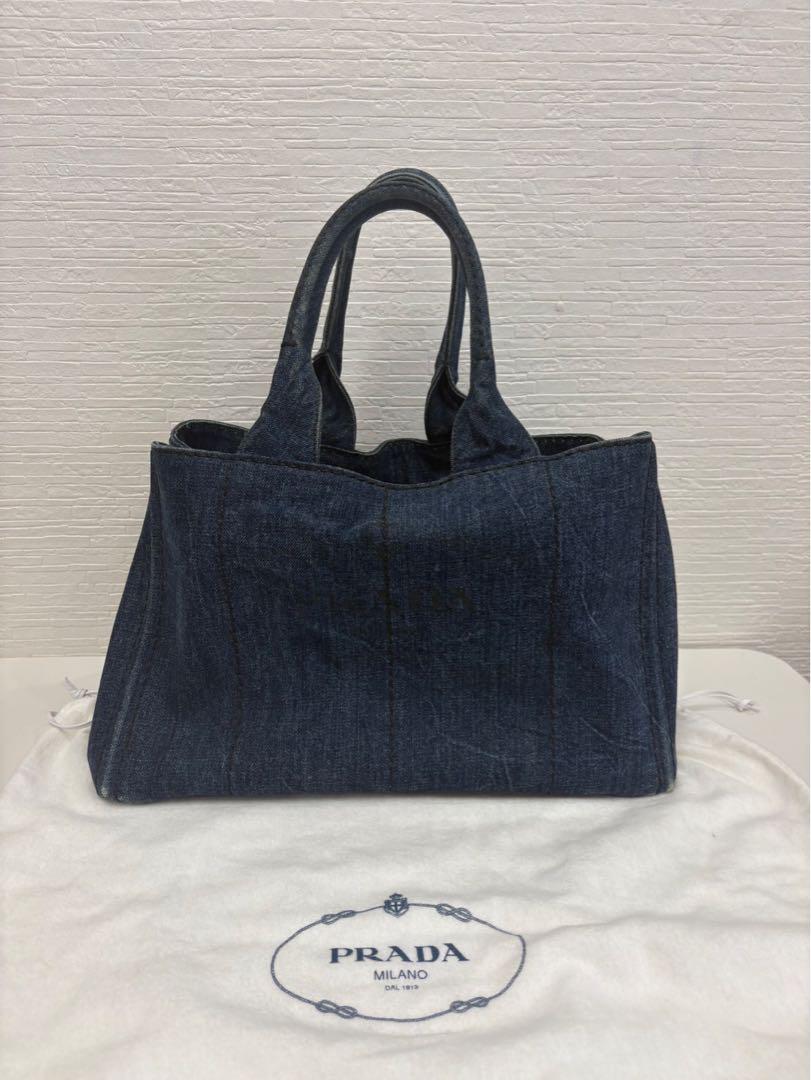 あんしん鑑定】PRADAプラダカナパデニムハンドトートバッグ