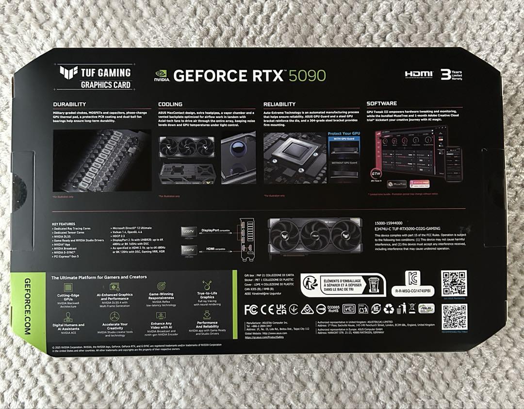 グラフィックボード・グラボ・ビデオカード ASUS TUF Gaming GeForce RTX 5090 32G