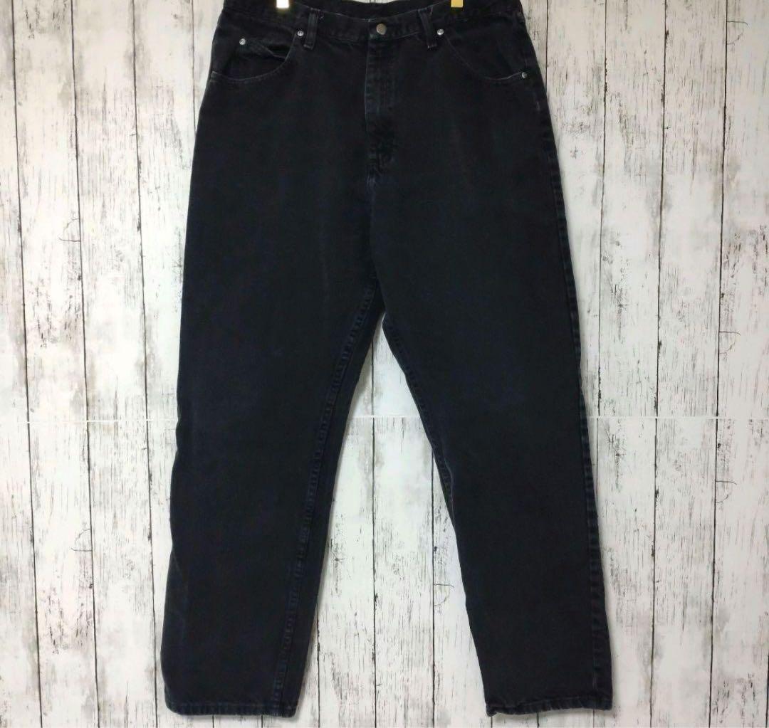 希少】ラングラーブラックデニムパンツメキシコ製ジーンズW38L32（1050