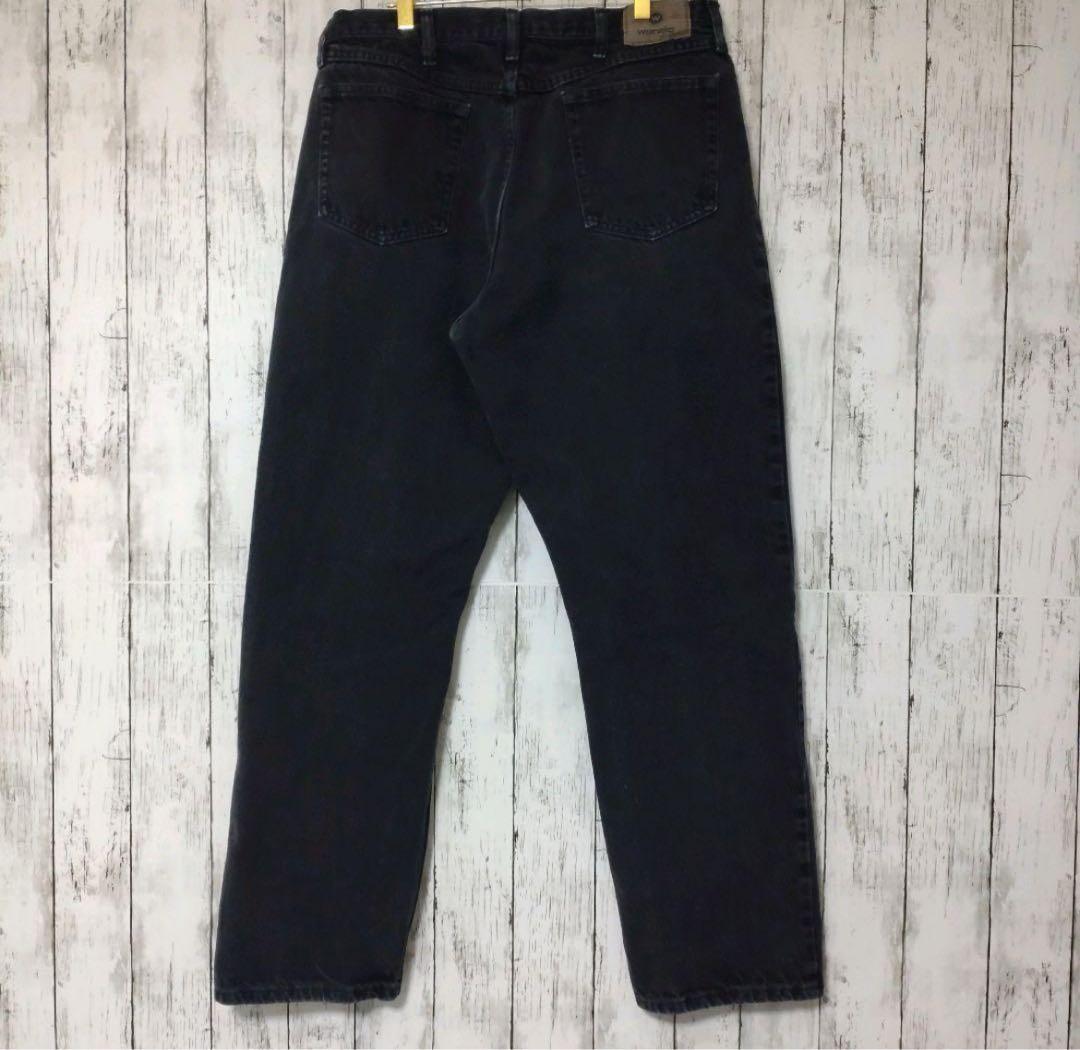希少】ラングラーブラックデニムパンツメキシコ製ジーンズW38L32（1050