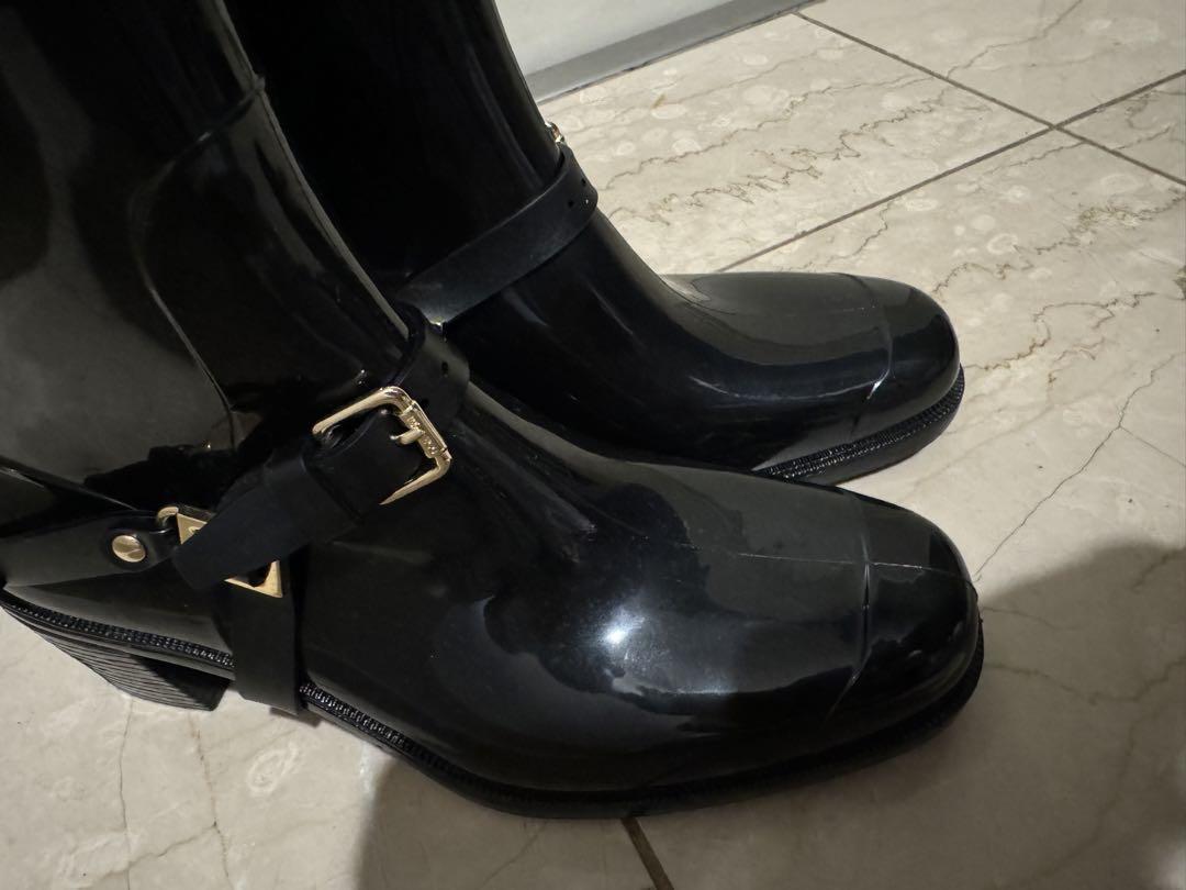 ジミーチュウ JIMMY CHOO レインブーツ 黒×ゴールド