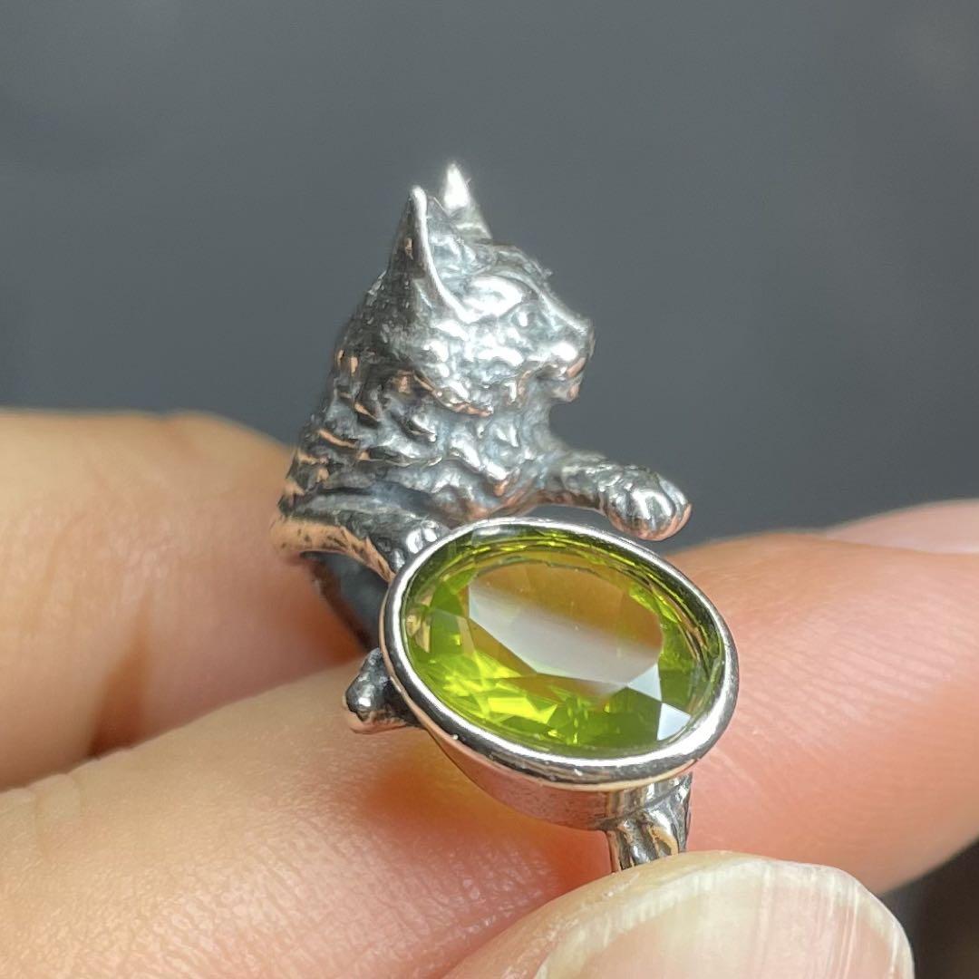 贅沢品 濃若草色 ペリドット 天然石リング 9*7mm SV925刻印 高透明 アクセサリー