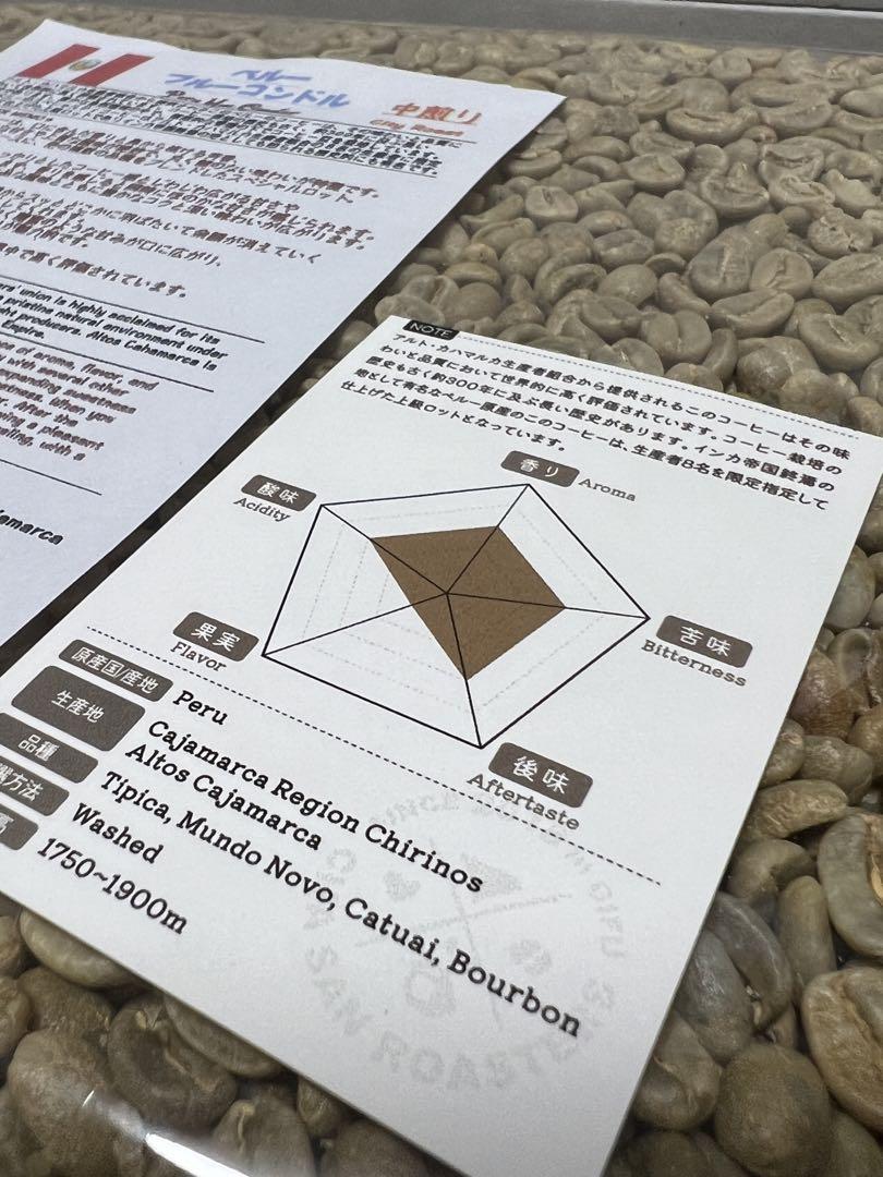 ①【コーヒー生豆】 1kg ペルー ブルーコンドル ウォッシュ ①【コーヒー生豆】 1kg ペルー ブルーコンドル ウォッシュ