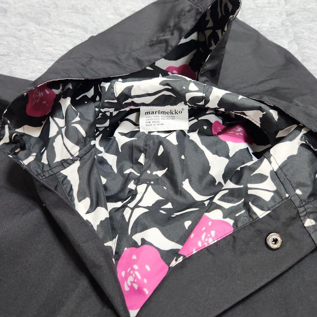 marimekko レインコート ポンチョ 黒 花柄⭐マリメッコ - メルカリ