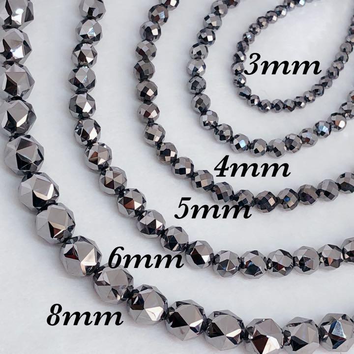 磁気ヘマタイト5mm&高純度テラヘルツ8mm ネックレス50cm+アジャスター