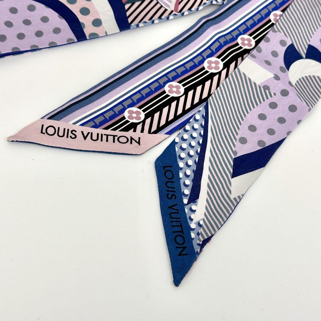 ルイヴィトン バンドーBB LV ポップ モノグラム スカーフ ブルー シルク
