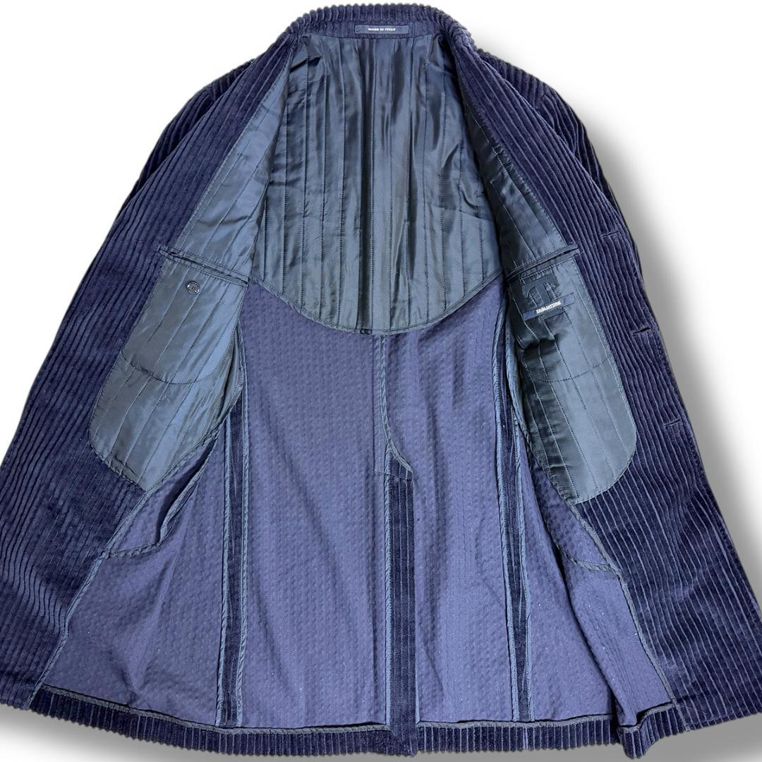 J3249 美品 タリアトーレ くるみボタンコーデュロイチェスターコート 紺48 J3249 美品 タリアトーレ くるみボタンコーデュロイチェスターコート 紺48