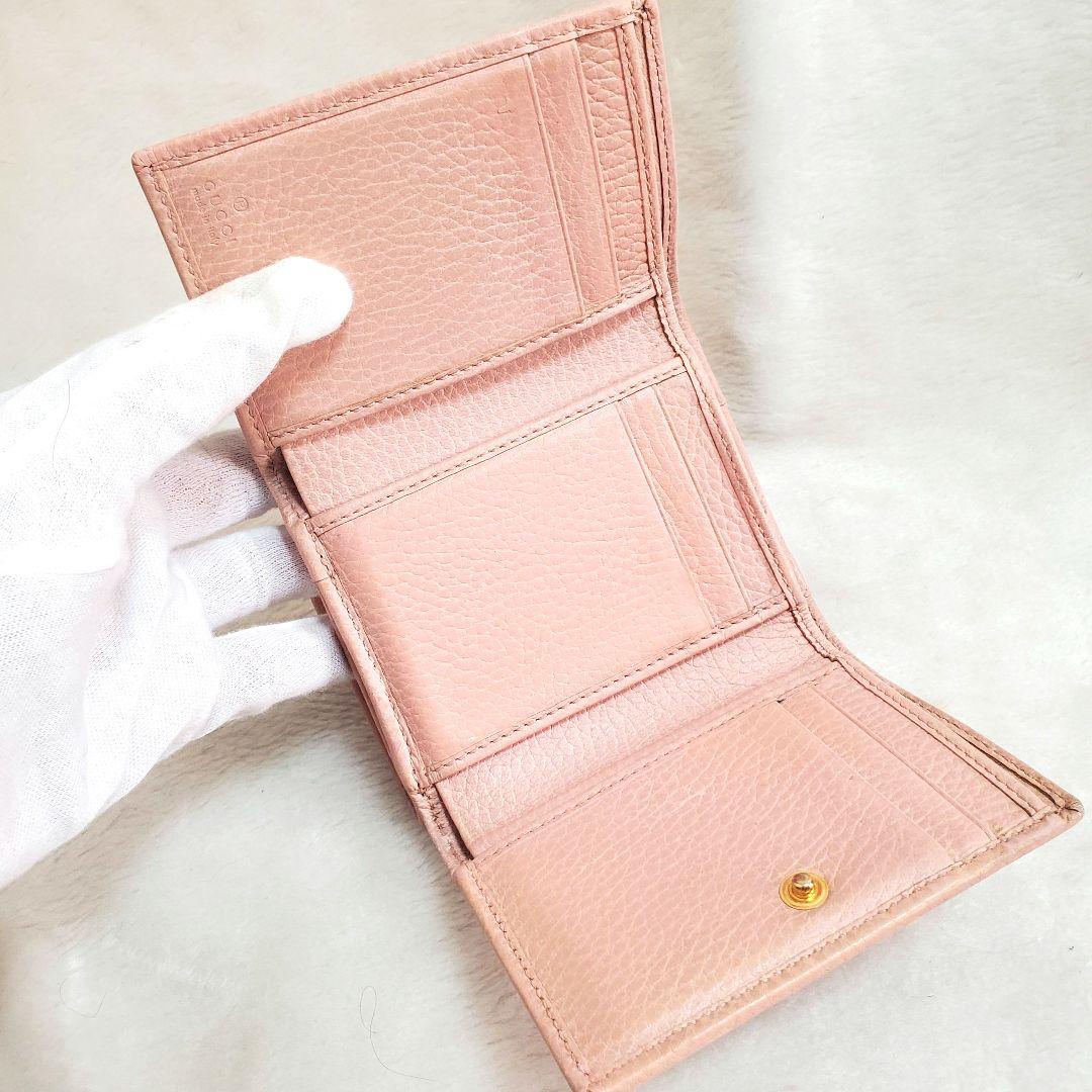 美品 グッチ 折り財布 三つ折り マーモント レザー ゴールド金具