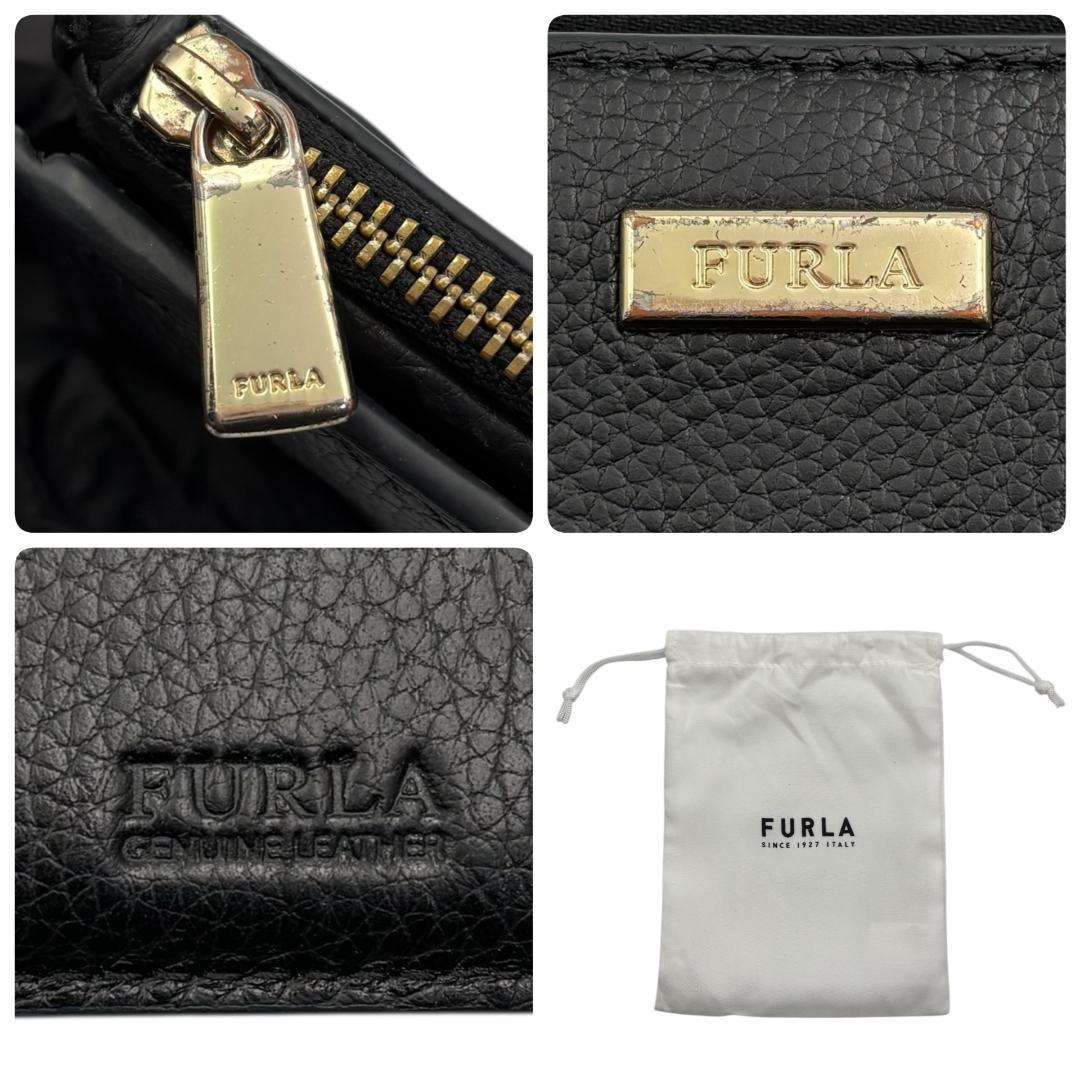 FURLA フルラ 保存袋付き 2つ折り財布 レザー ブラック I820