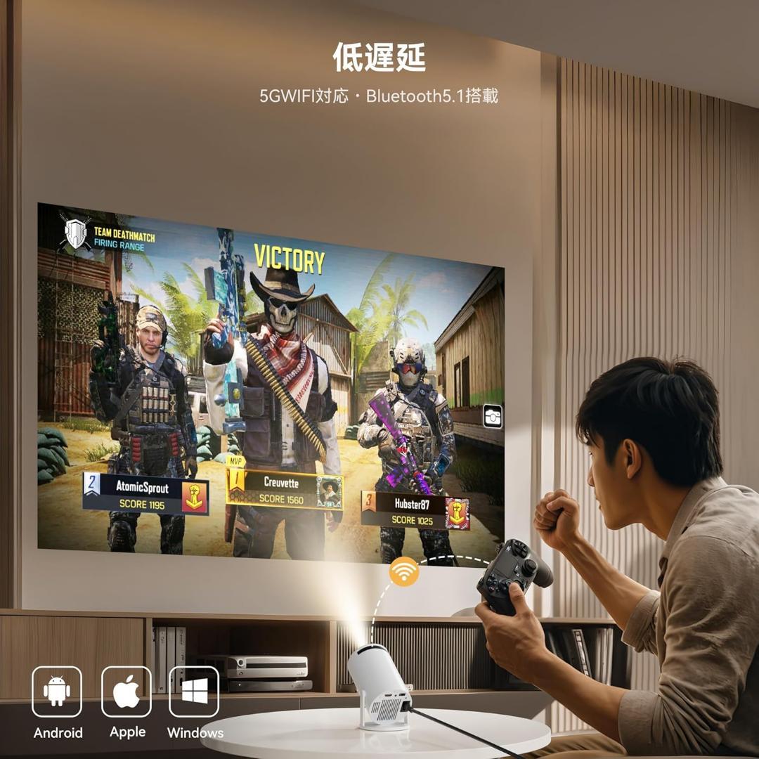 【新品】aubor プロジェクター HY300 ホワイト 自動台形補正 4K