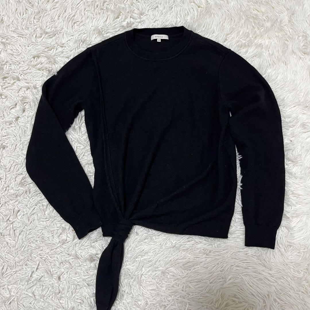 EPOCA - EPOCA(エポカ) 長袖セーター サイズ40 M レディース美品  - 黒×アイボリー クルーネック EPOCA - EPOCA(エポカ) 長袖セーター サイズ40 M レディース美品