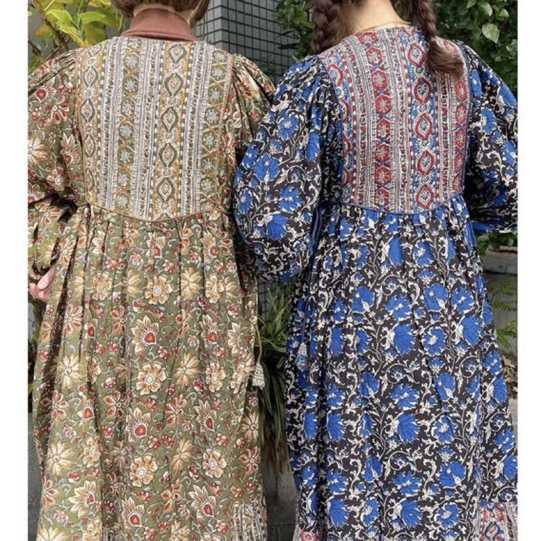 新品　saruche サルーチェ　ワンピース saruche インド綿 プリント ワンピース サルーチェ 茶色 - メルカリ