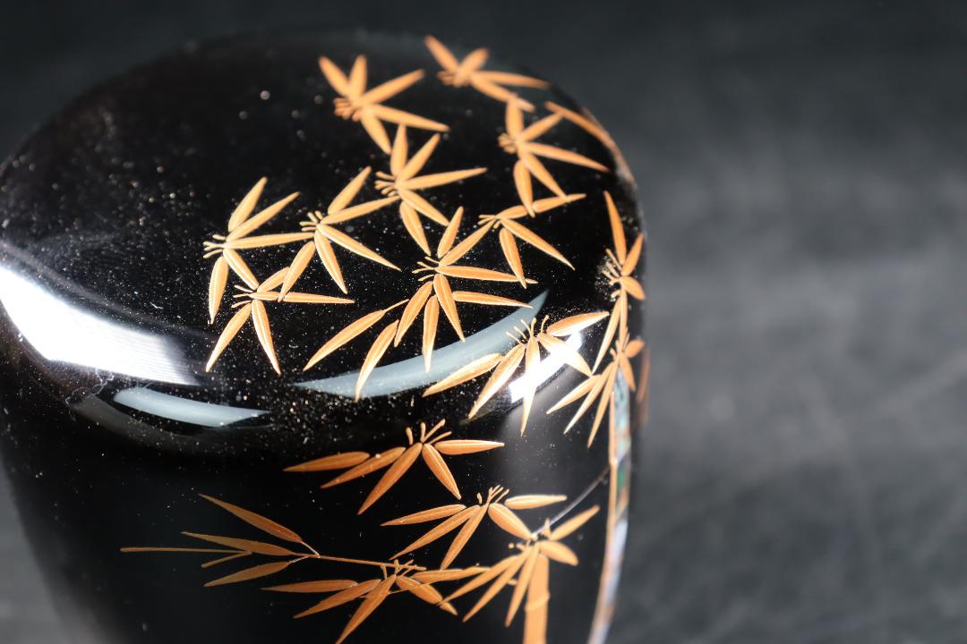 茶道具　黒漆　竹林蒔絵　中棗　在銘　共箱　V　7190 Amazon.co.jp: 茶道具 黒漆 竹林蒔絵 中棗 在銘 共箱 V 7190