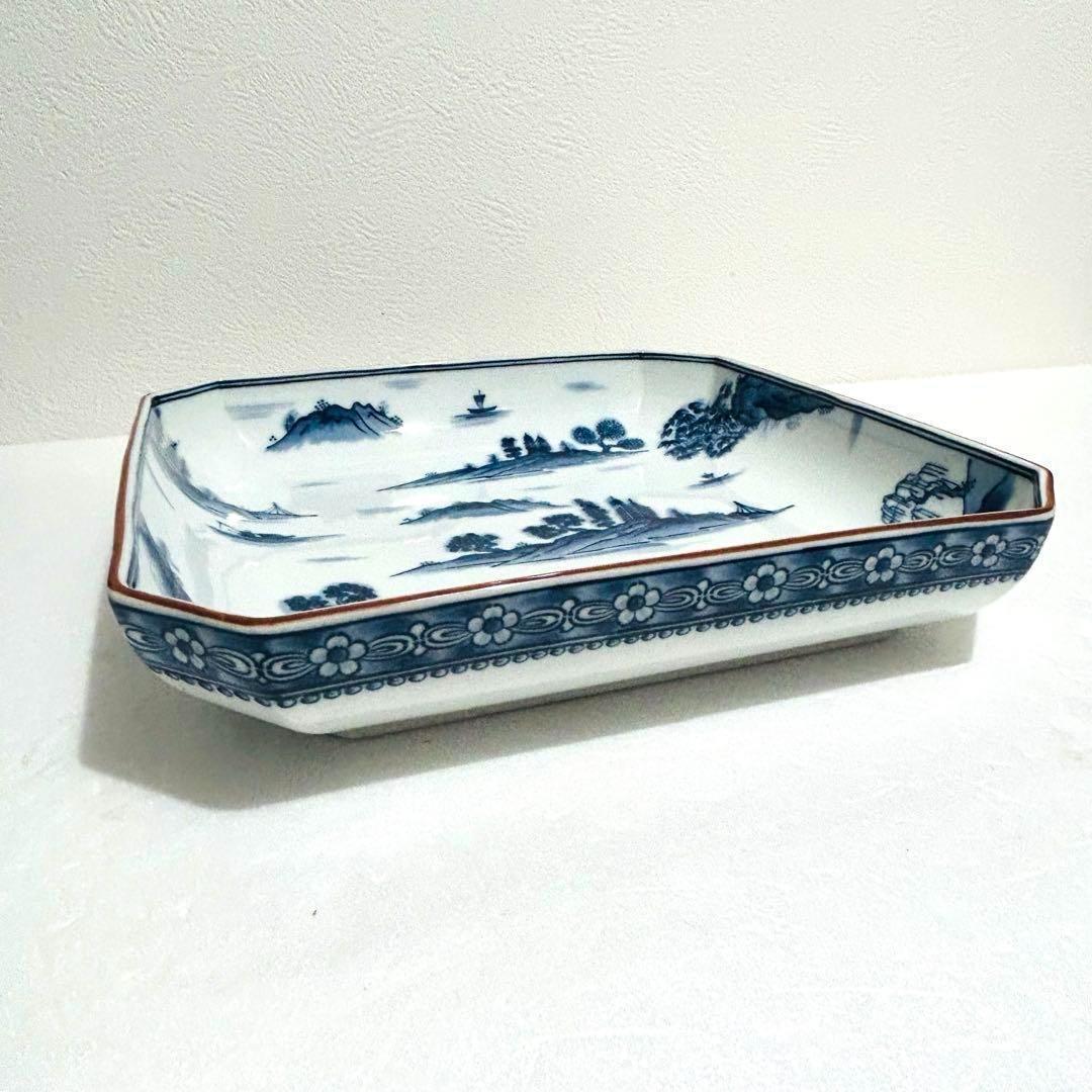 ⭐️ 美濃焼 庫山窯 染付 山水文 角大皿 美品 ⭐️ - メルカリ
