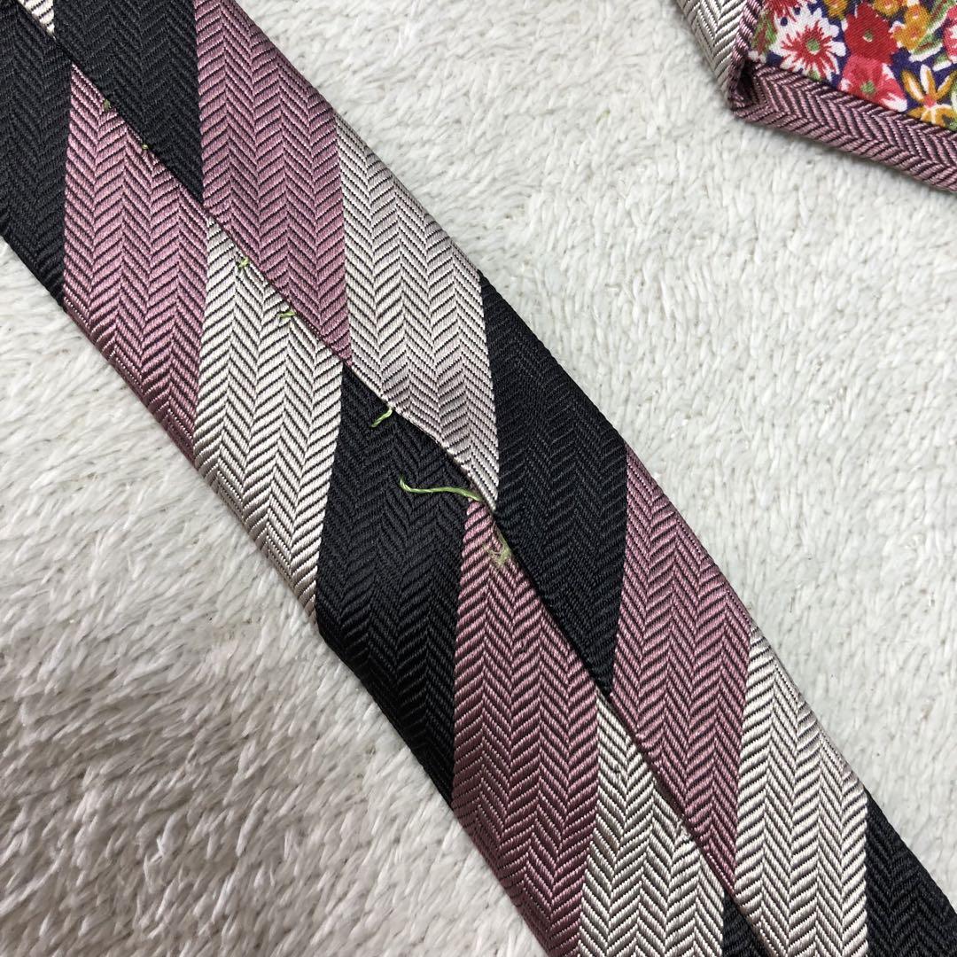 Paul Smith ネクタイ レジメンタルタイ シルク100 花柄 ローズ