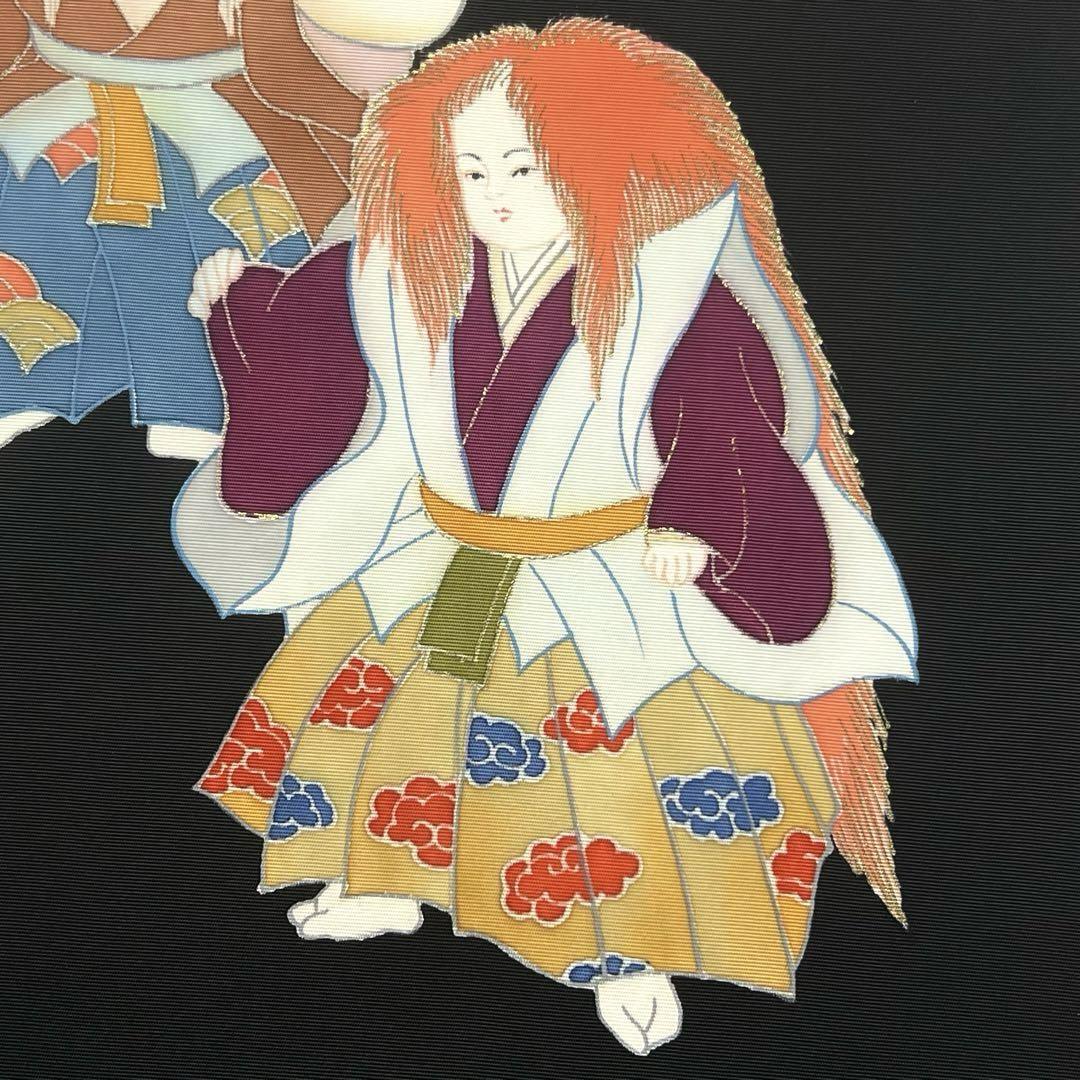 名古屋帯 塩瀬 子供連獅子風 小鼓 黒色 PO-3224