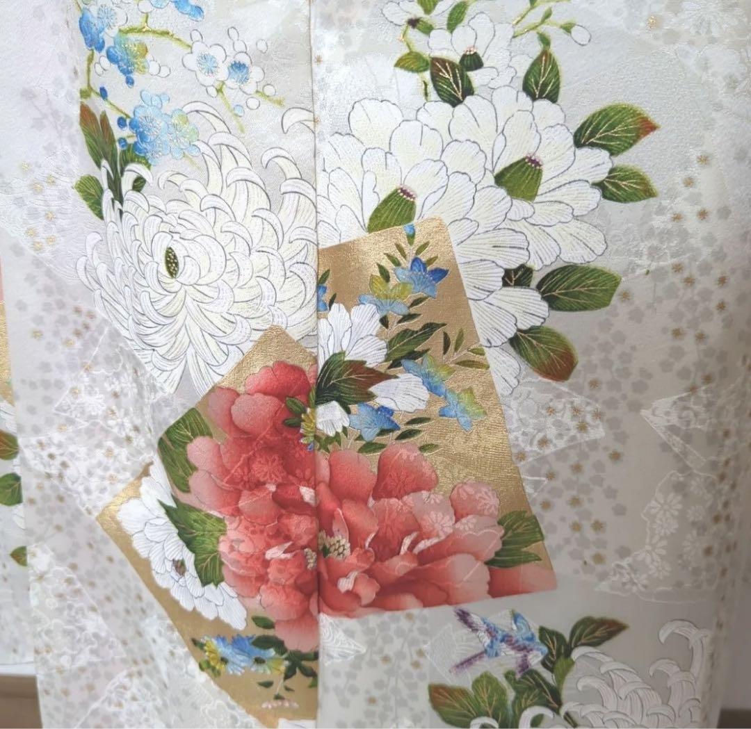 豪華振袖☆乱菊☆色紙重ね牡丹花文☆金彩 加工☆幅広☆振袖と 豪華振袖☆乱菊☆色紙重ね牡丹花文☆金彩 加工☆幅広☆振袖と