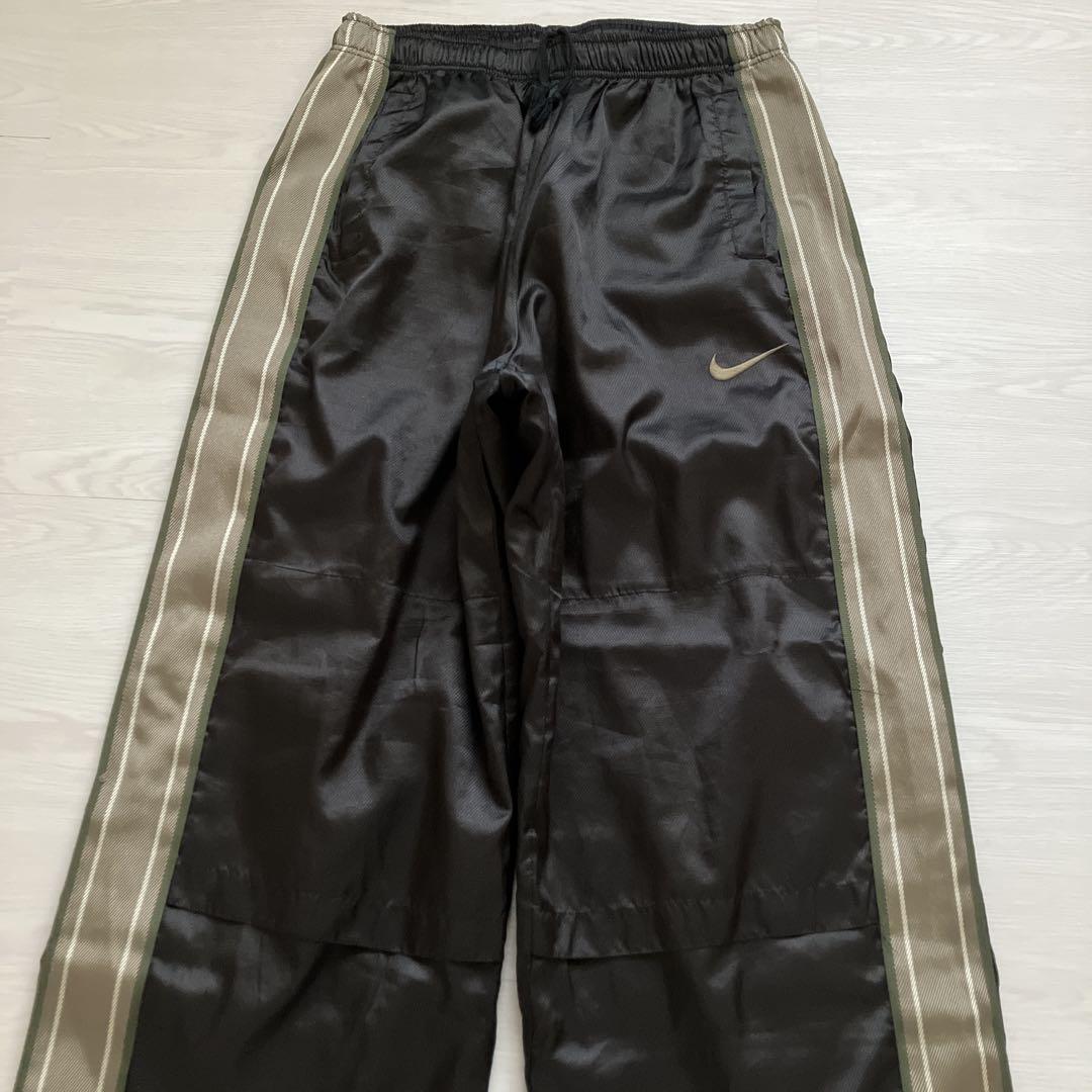美品 OLD NIKE XLサイズ 極太サイドライン バギートラックパンツ 黒