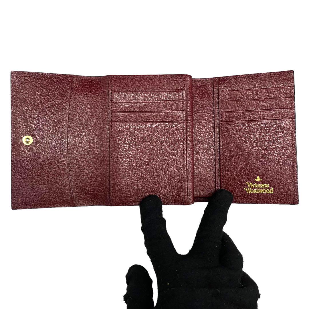 美品⭐︎ヴィヴィアンウエストウッド がま口 三つ折り財布 ワインレッド オーブ