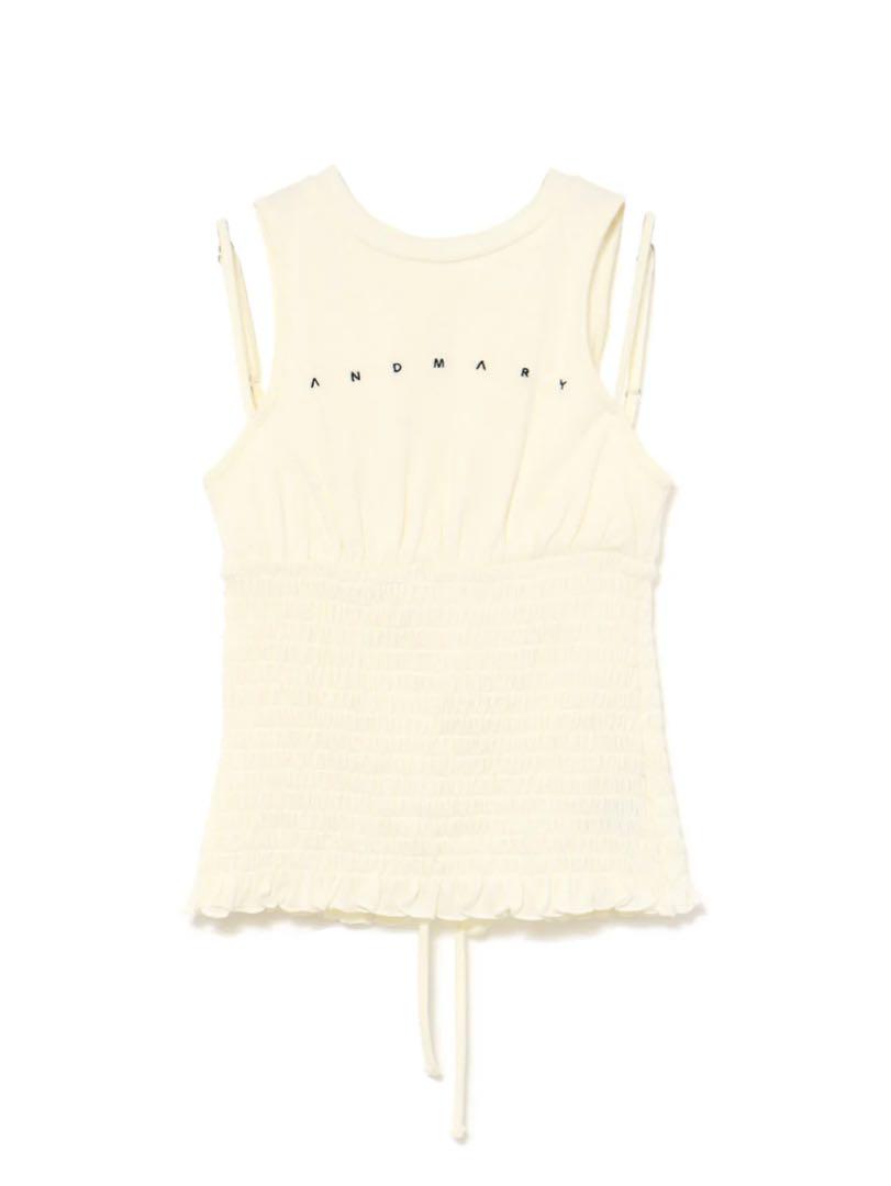 andmary Ami shirring logo tops white - メルカリ