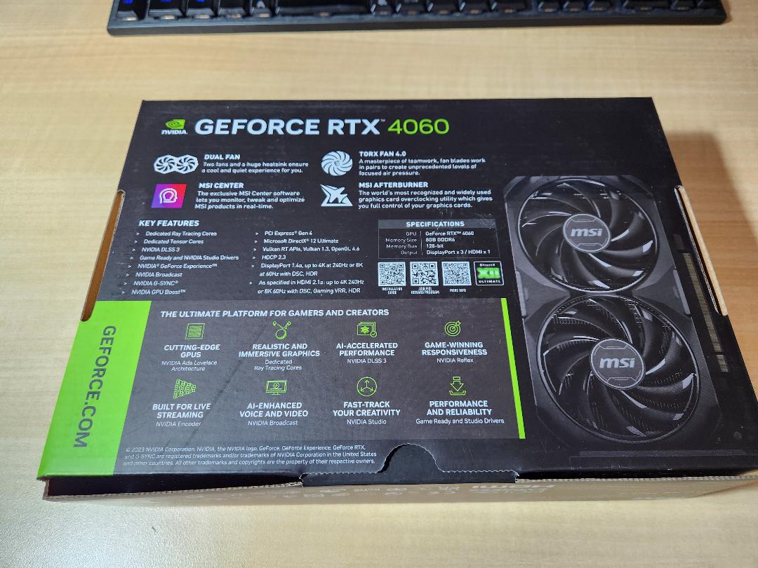 MSI GeForce RTX 4060 VENTUS 2X BLACK 中古