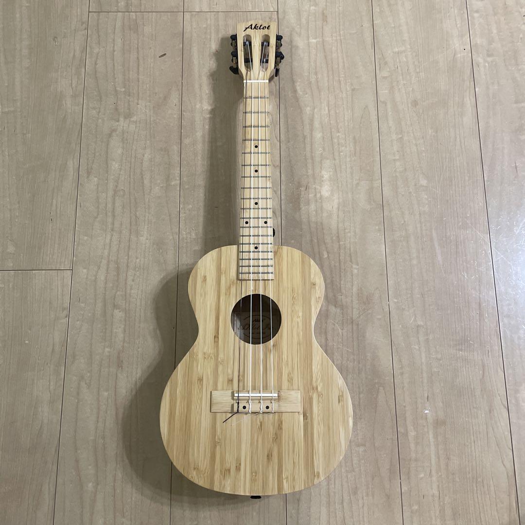 【現品限り一斉値下げ！】 AKLOT テナーウクレレ 竹製 ソリッドバンブー Bamboo Ukulele 弦楽器 弦楽器