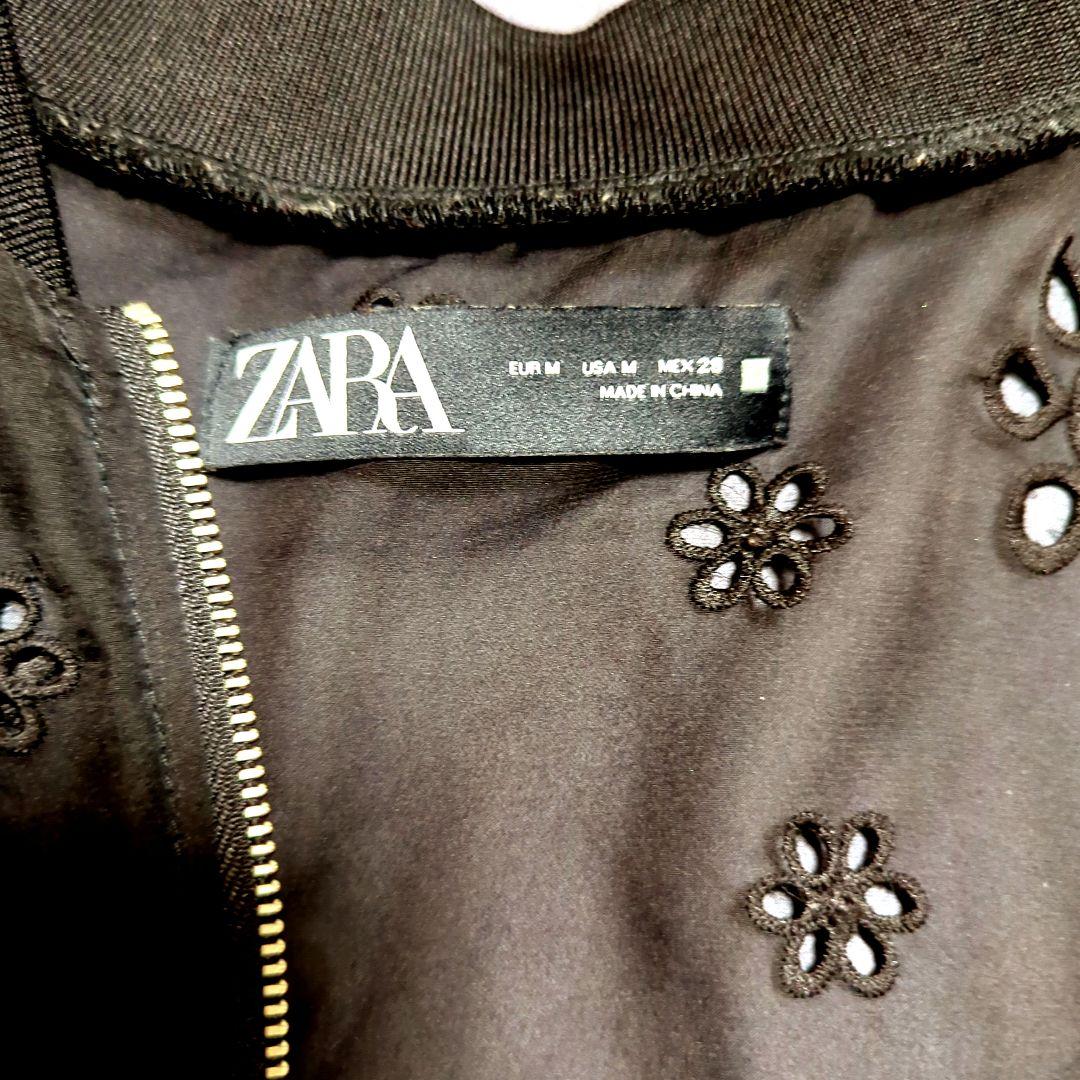ZARA ブラック 花柄刺繍 カーディガン M - メルカリ