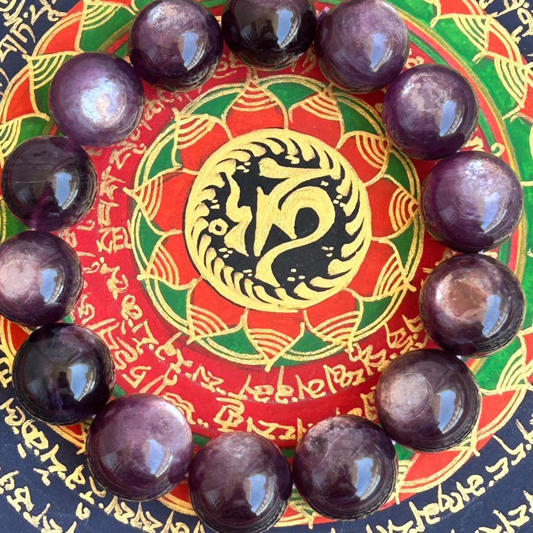 高品質❣パープルマイカブレスレット 大玉大粒 15㍉14㍉天然石 金運上昇 高品質❣パープルマイカブレスレット 大玉大粒 15㍉14㍉天然石 金運上昇