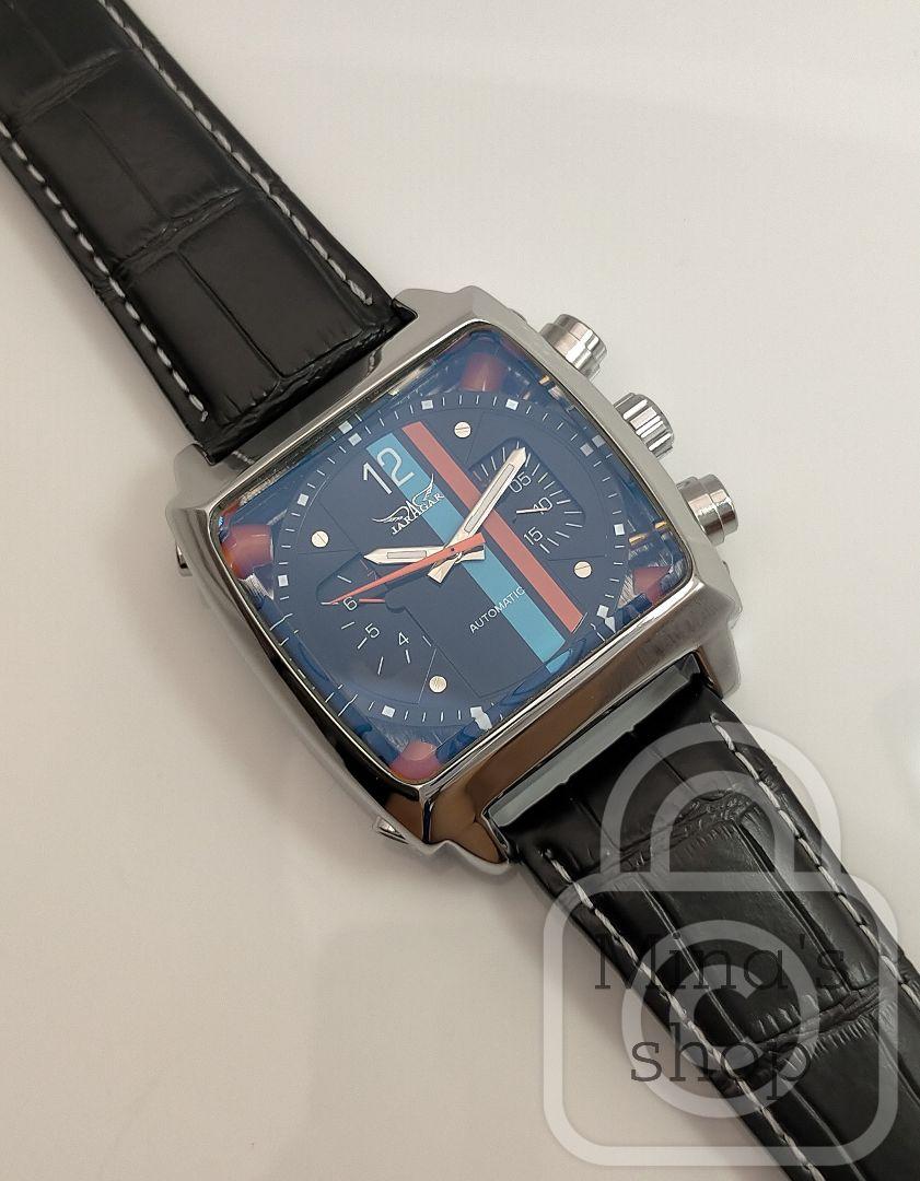 圧倒的存在感を放つスクエアスタイル【機械式多機能/新品】自動巻き 裏スケ 黒②