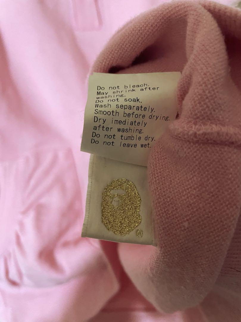 エイプレディースXS 半袖パーカー刺繍ロゴワンポイントロゴピンク