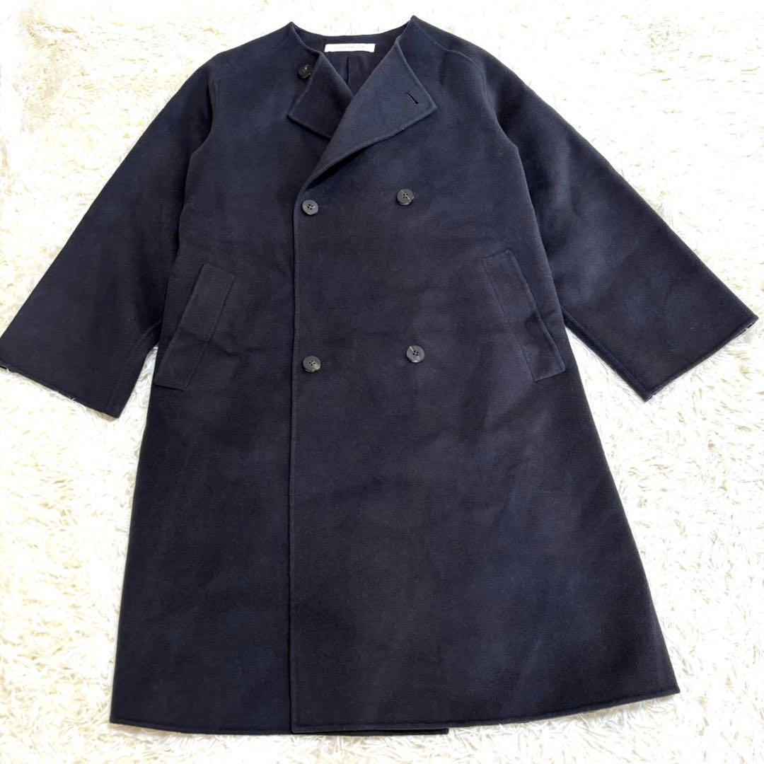 ギャルリーヴィー ウール ダブルフェイス ノー コート ネイビー SS・GALERIE VIE