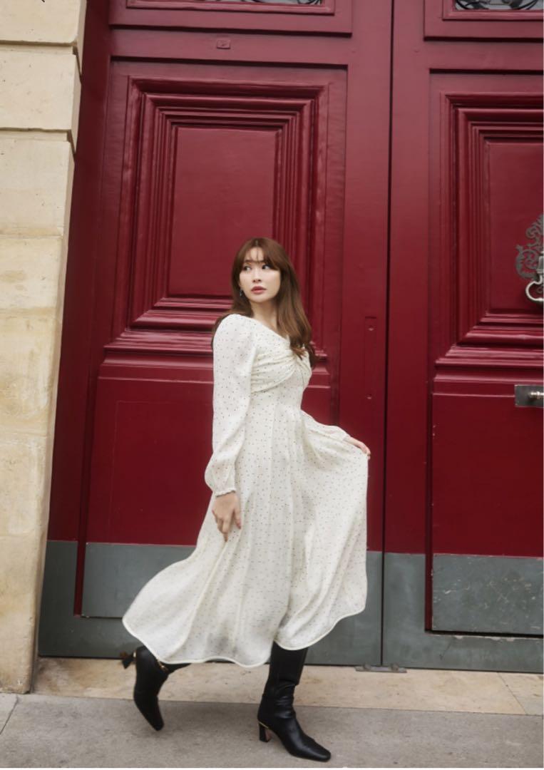 ワンピース Moon Glow Dot Pleated Dress Herlipto Moon Glow Dot Pleated Dress（ワンピース）｜Her lip to（ハー