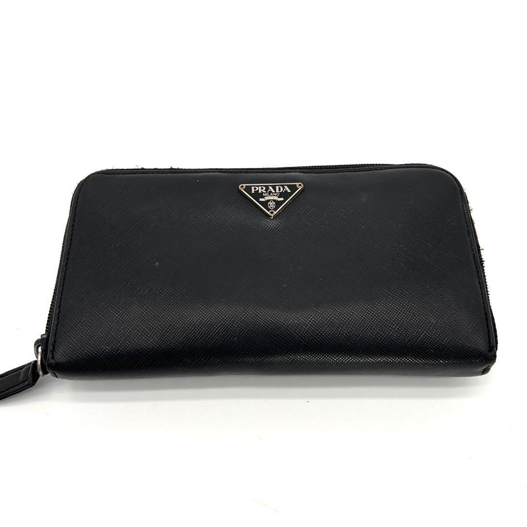 PRADA プラダ 長財布 サフィアーノレザー ラウンドファスナー ブラック