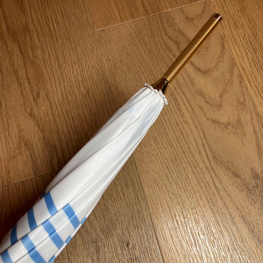 【未使用品】ポロラルフローレン ボーダー 長傘 ホワイト×ブルー