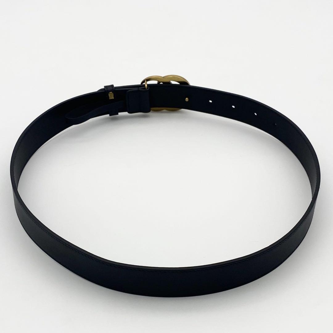 美品✨GUCCI ベルト　マーモント　ブラック　レザー　ゴールド金具　GG金具