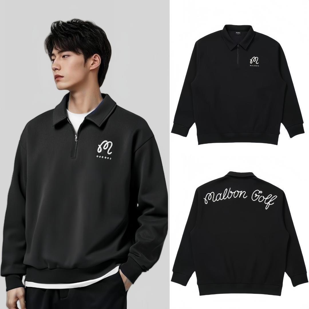 マルボンゴルフ ハーフジップ スウェット malbon golf 長袖 メンズ