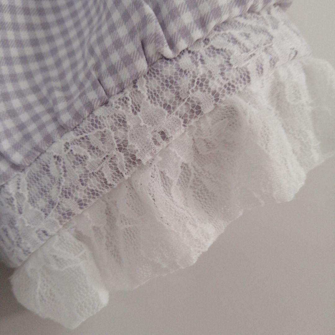 evelyn　セーラーリボンロンパース　ワンピース　ギンガムチェック　グレー