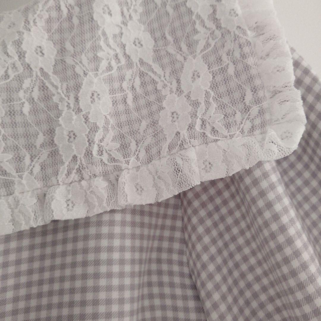 evelyn　セーラーリボンロンパース　ワンピース　ギンガムチェック　グレー