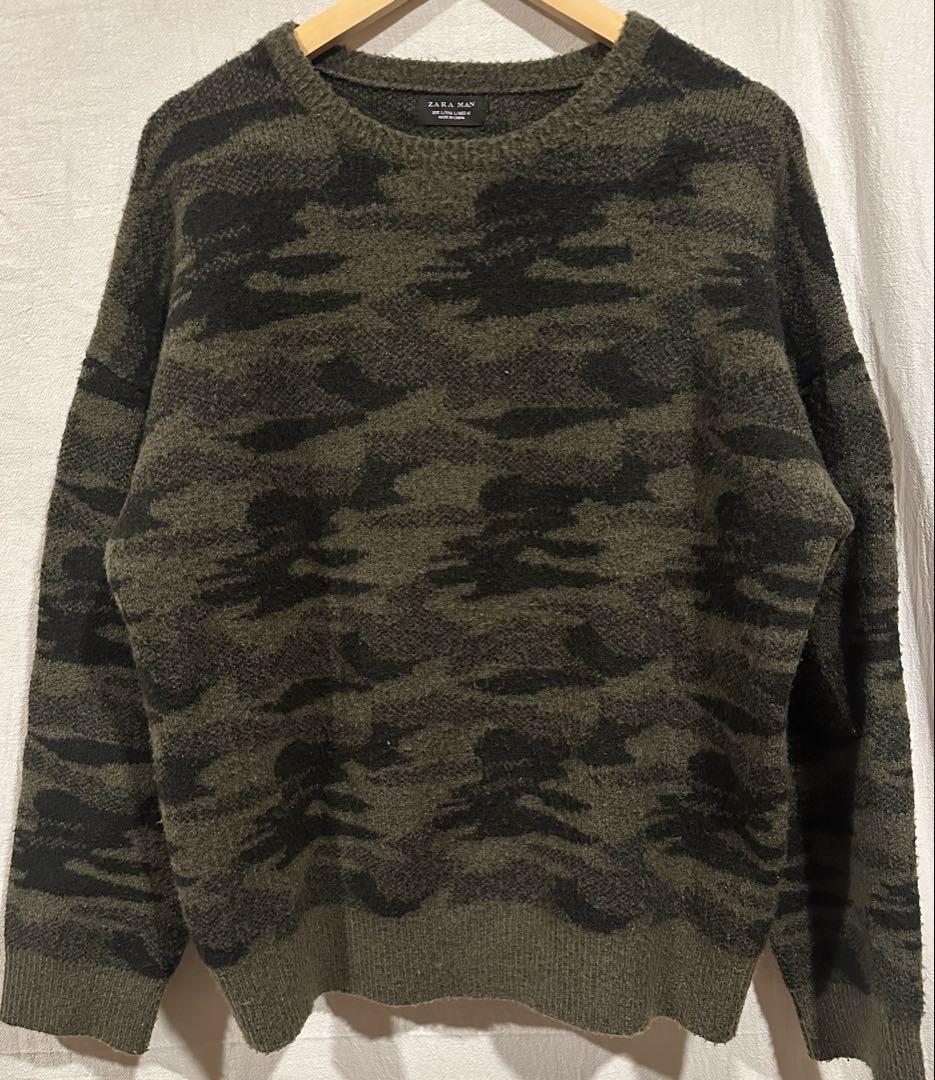 ZARA MAN カモフラージュ柄 ニット　L