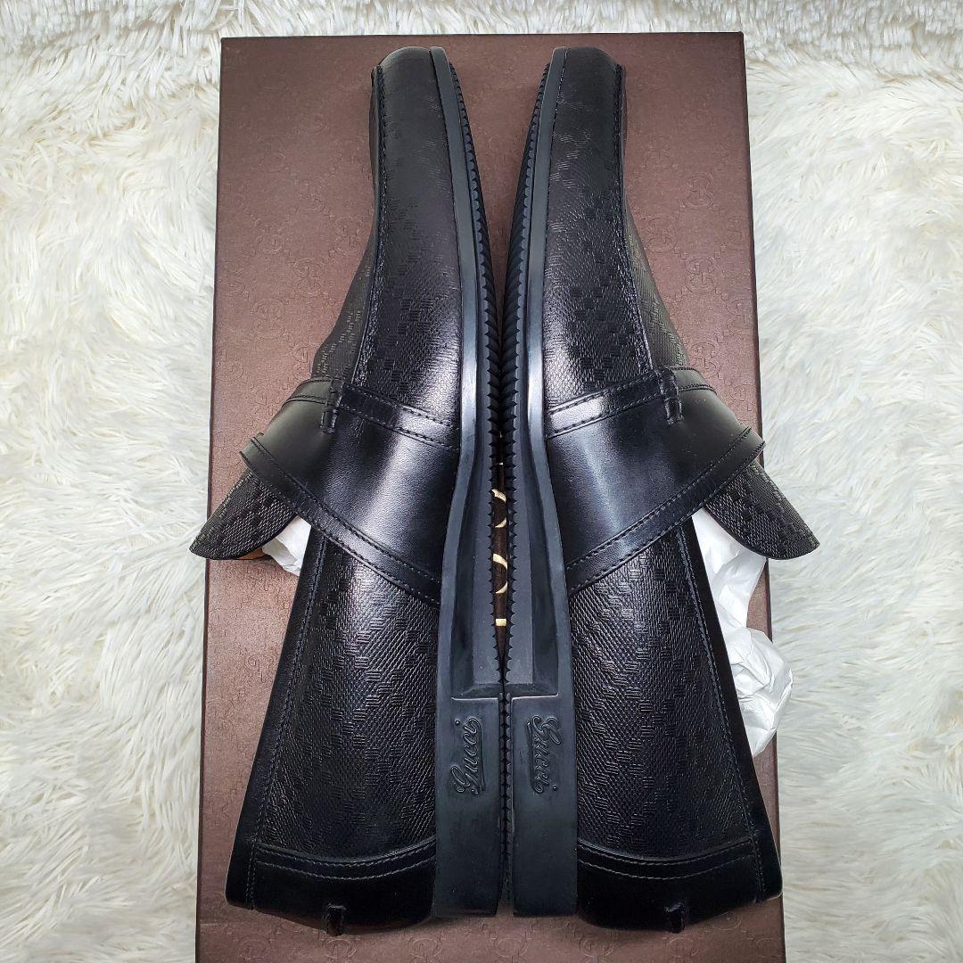 未使用】GUCCI ディアマンテ レザーシューズ 革靴 黒 純正箱付 未使用】GUCCI ディアマンテ レザーシューズ 革靴 黒 純正箱付