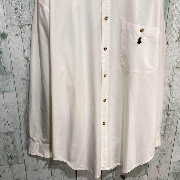 【※USA製】ポロバイラルフローレル★ワンポイント刺繍ロゴ 長袖シャツ L 白