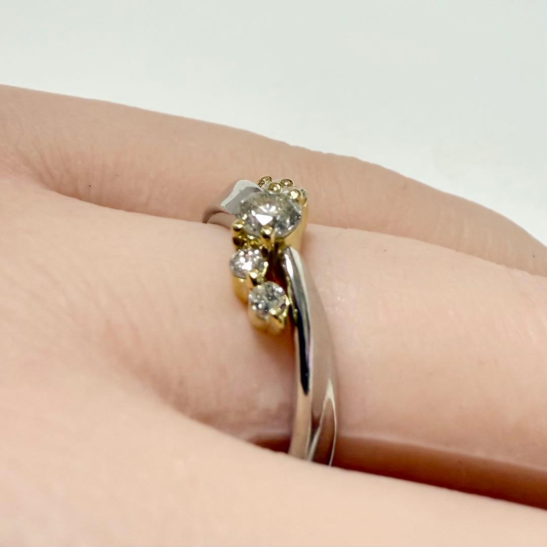 K18 Pt900 ダイヤモンド0.33ct 普段使いに最適 コンビリング K18 Pt900 ダイヤモンド0.33ct 普段使いに最適 コンビリング