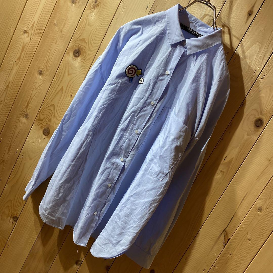 ss4745 ZARA ザラ 長袖シャツ 水色 ライトブルー L