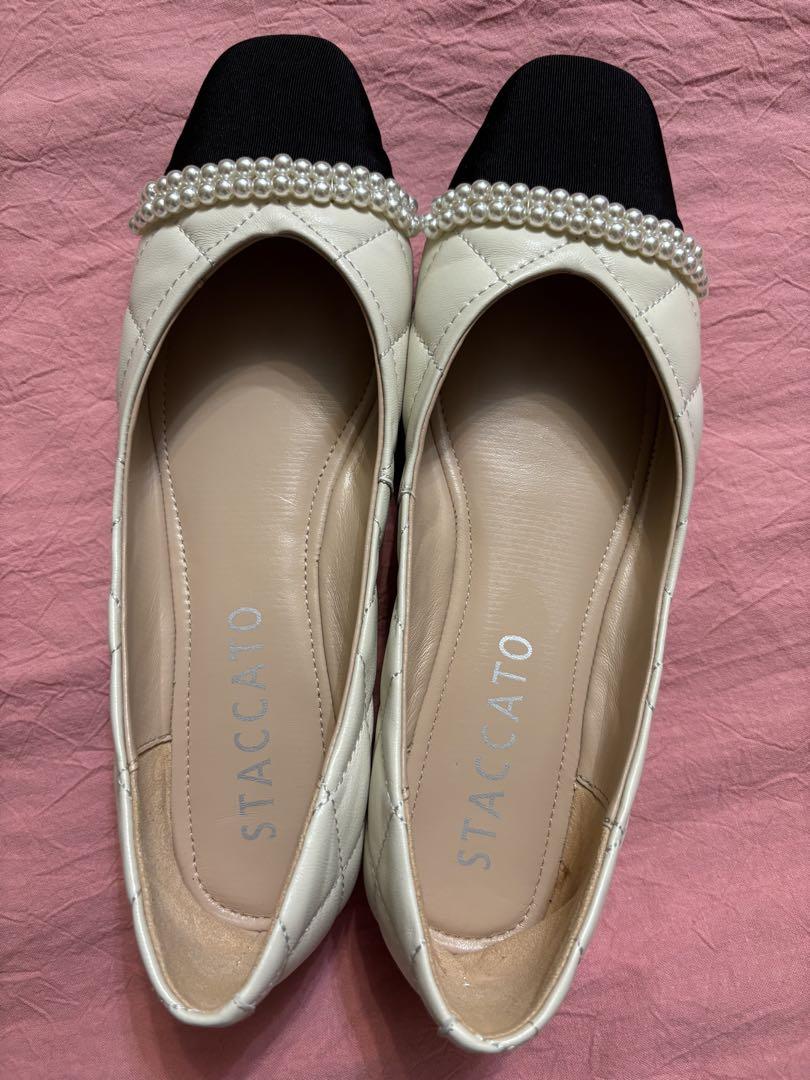 STACCATO パール装飾 フラットシューズ　24cm