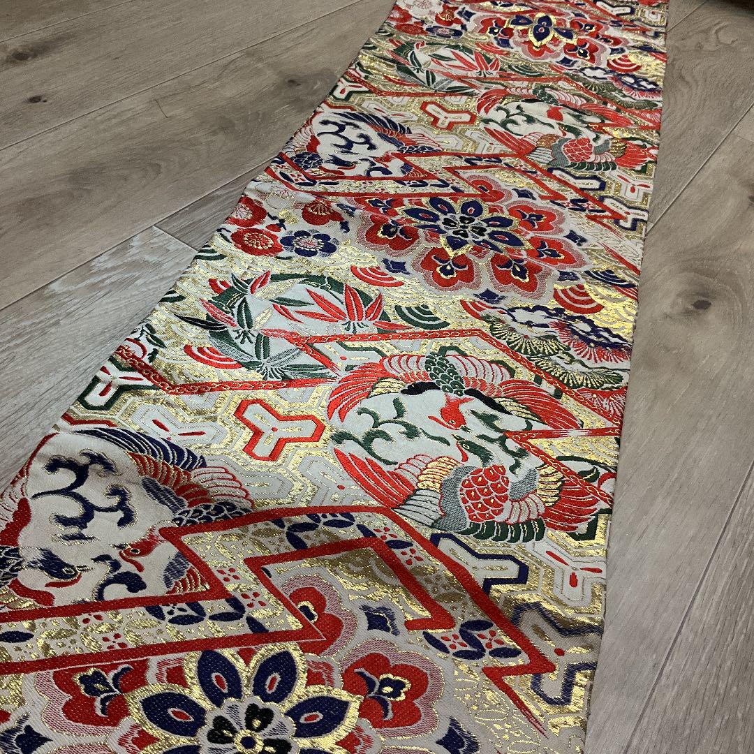 正規店定番 極上品 金糸紅絹糸 全通無双織 正絹 400㎝ tyxv9-m81807071712 西陣織 唐織 アンティーク丸帯 即納超激得
